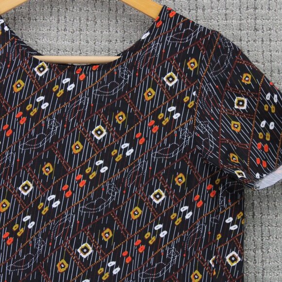 Mo:vint By Anthropologie Blouse Top Womens XS Multicolor Short Sleeve Casual NWT - Picture 3 of 9